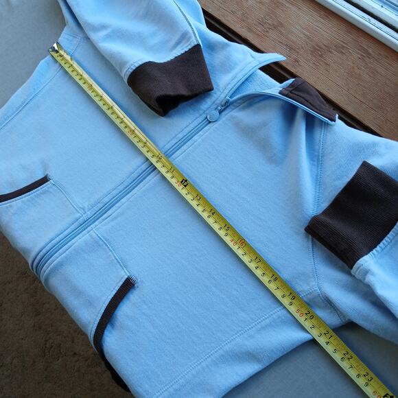 N.Y.L. New York Laundry Blue Bash Full Zip Sweatshirt XL retro jacket brown trim - Picture 11 of 14